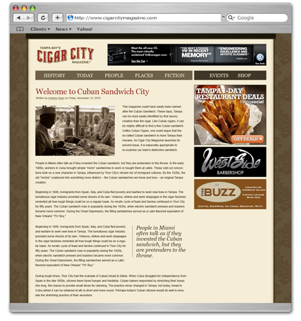 Cigar City Magazine website design